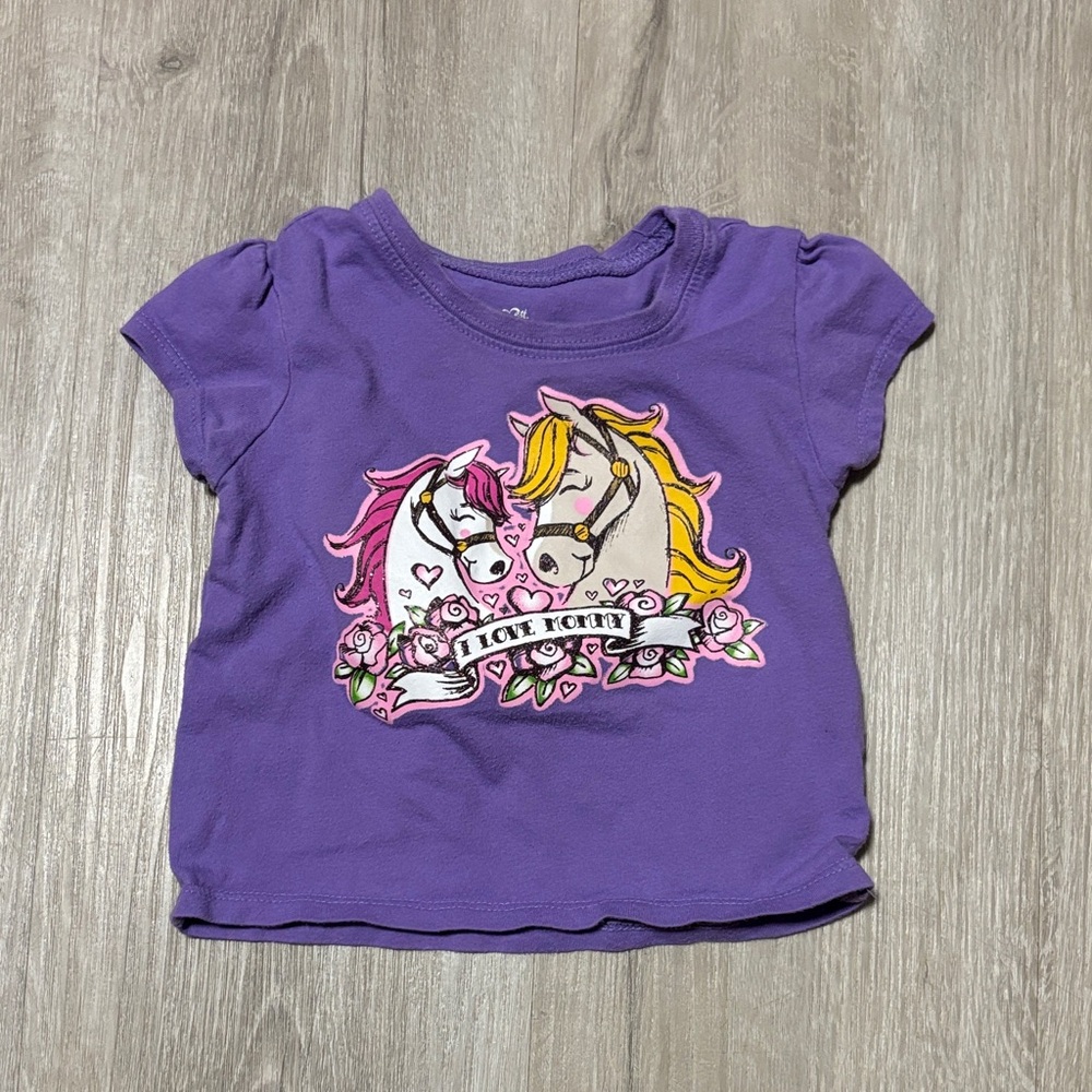 Purple Kids T-Shirt with Horse Print